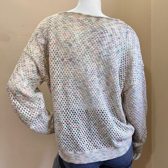 John Paul Richard Sweater Womens Multicolor Open Knit Long Sleeve Size 2XL - Picture 2 of 9